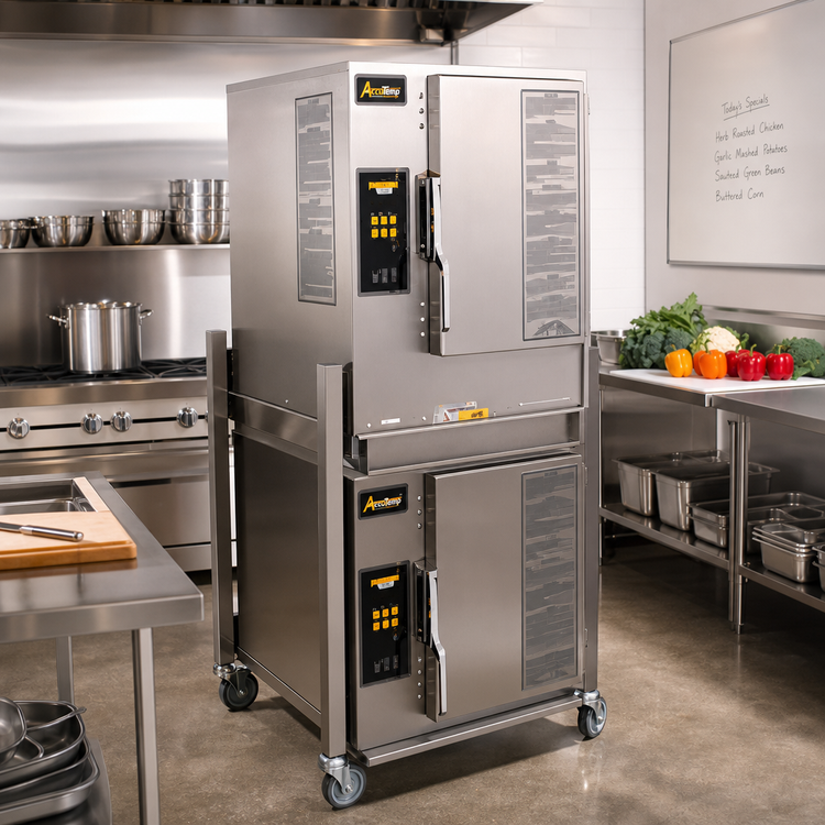 Product image #2 for AccuTemp Evolution Connected Double Boilerless Convection Steamer, Natural Gas, 6-Pan Capacity Per Compartment