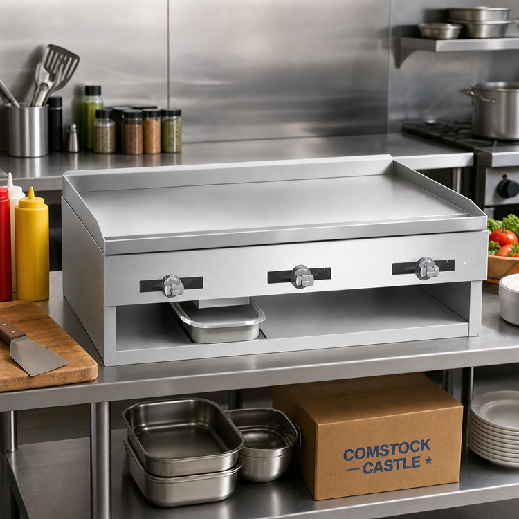 Product image #2 for Comstock-Castle 48-Inch Countertop Gas Griddle with 1/2-Inch Plate and Manual Controls