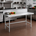 Thumbnail image #2 for Advance Tabco 84 Inch x 24 Inch 14 Gauge 304 Stainless Steel Work Table with 10 Inch Backsplash and Galvanized Open Base