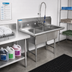 Thumbnail image #2 for BK Resources 26-Inch Heavy Duty Straight Soiled Dishtable with Left-to-Right Operation, 10-Inch Backsplash and Pre-Rinse Sink