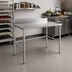 Thumbnail image #2 for 48 Inch x 30 Inch 18 Gauge 430 Stainless Steel Work Table with 5 Inch Backsplash and Open Galvanized Base