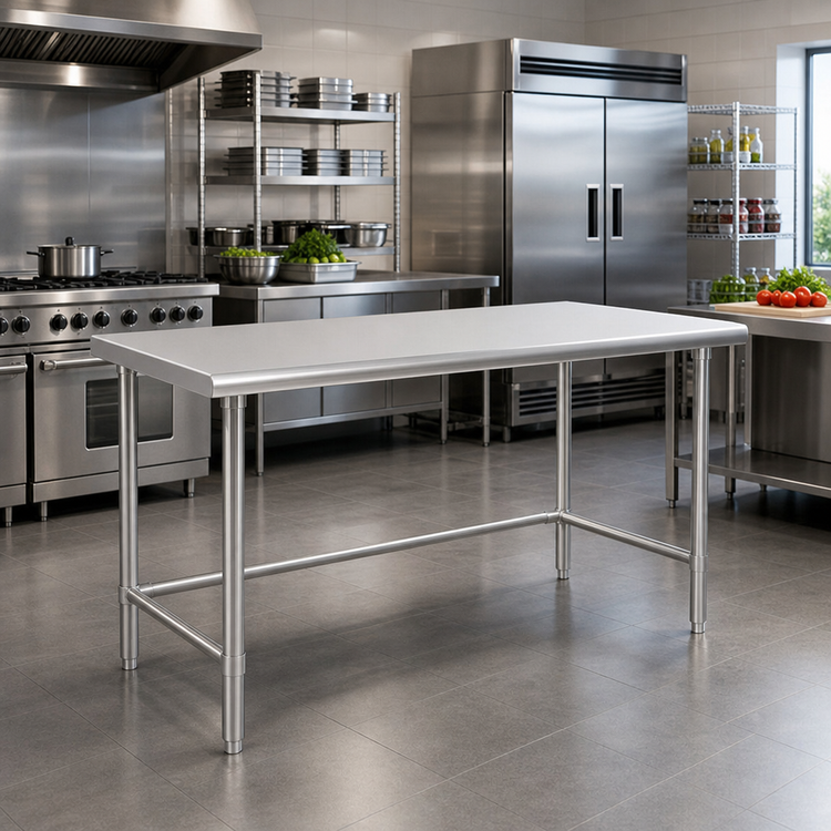 Product image #2 for Deluxe Series 120-Inch x 36-Inch Stainless Steel Flat Top Work Table with Tubular Base