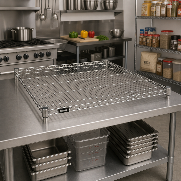 Product image #2 for Quantum 36" x 36" 304 Stainless Steel NSF Wire Shelf, 600-800 lb. Capacity
