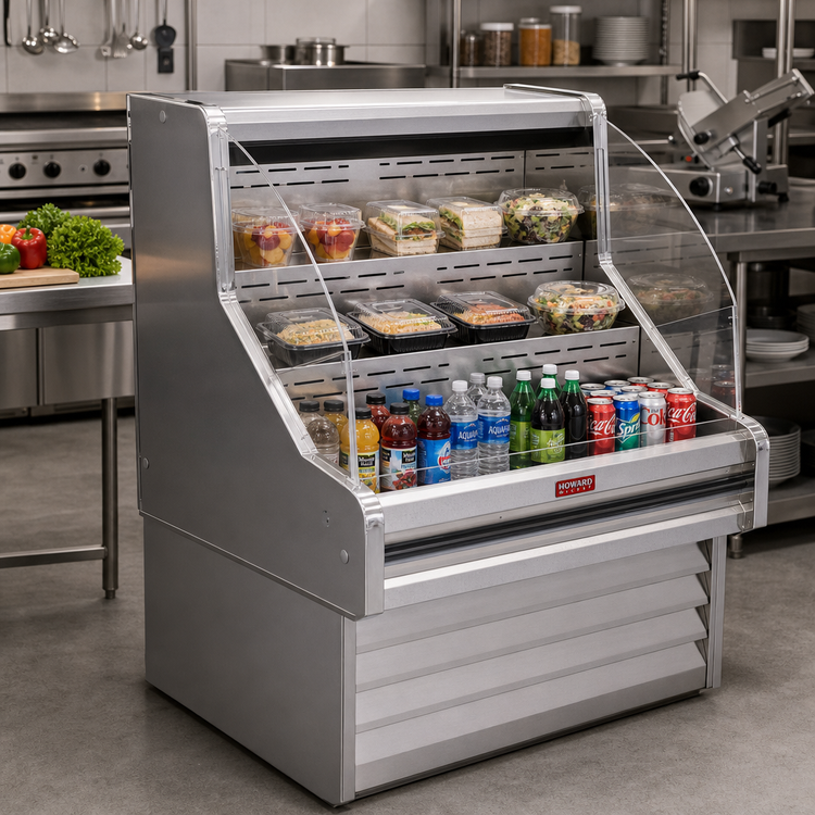 Product image #2 for Howard-McCray 35E Series Impulse Curved Glass Remote Open Merchandiser, 39 Inch W x 44 Inch H, Stainless Steel