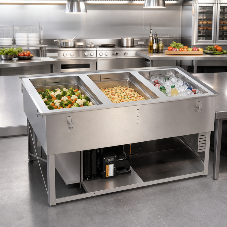 Product image #3 for Vollrath 3-Well Hot/Cold/Frozen Drop-In Food Well with Auto Drain, 120V