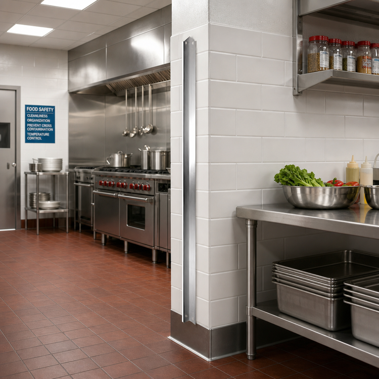 Product image #2 for Advance Tabco Special Value Series 72-Inch x 2-Inch x 2-Inch Stainless Steel Corner Guard with Adhesive Backing