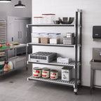 Thumbnail image #2 for Cambro Camshelving® Elements EXA214264V4480 21"D x 42"W x 64"H 4-Tier Vented Polymer Add-On Shelving Unit, Speckled Gray