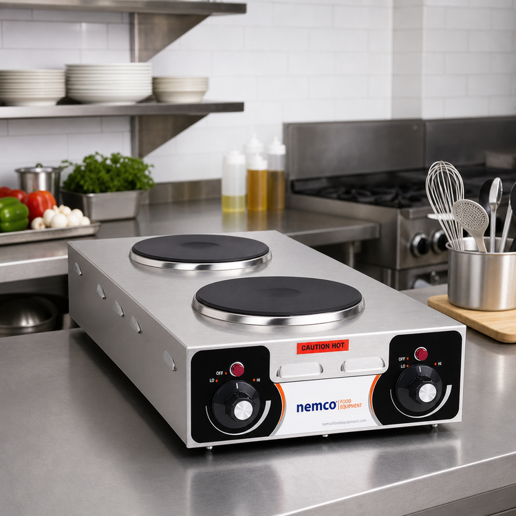Product image #2 for Nemco 6310-3 Countertop Vertical Double Burner Electric Hot Plate, 25-1/2 Inch Wide, Brushed Stainless Steel