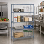 Thumbnail image #2 for Quantum WR63-1860GY Stationary Wire Shelving Starter Kit, 4 Shelves, 60"W x 18"D x 63"H, Gray Epoxy Finish