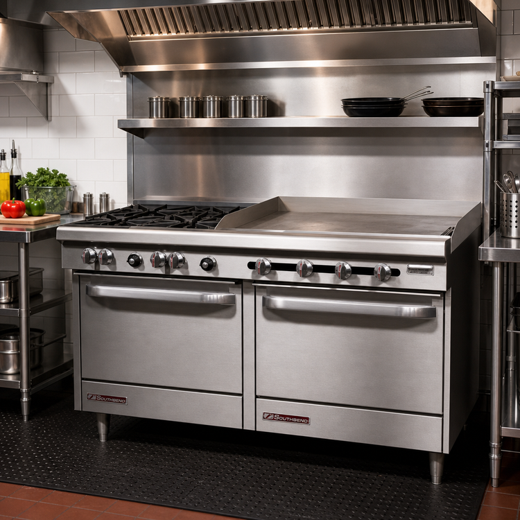 Product image #2 for Southbend S-Series 60-Inch Commercial Gas Restaurant Range with 4 Open Burners, 36-Inch Thermostatic Griddle, Convection Oven, and Standard Oven