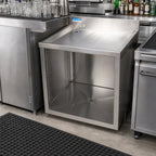 Thumbnail image #2 for BK Resources UBB-21-GC240 24-Inch Stainless Steel Underbar Glass Rack Unit with Drainboard Top, 3-Inch Backsplash, Open Front Base, 21-Inch Deep