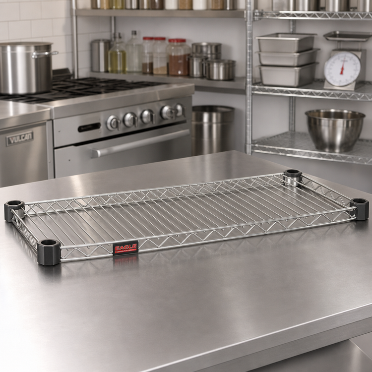 Product image #2 for Eagle Group QuadTruss Quad-Adjust Wire Shelf, 36 x 14 Inches, Stainless Steel Finish, 800 lb Capacity