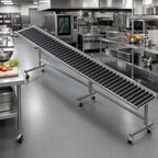 Thumbnail image #2 for Dinex DXIESRC6 6-Foot Mobile Cantilever Tray Make-Up Conveyor with PVC Rollers and Stainless Steel Frame