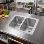 Thumbnail image #2 for Vollrath 102-1-1 Two-Compartment Self-Rimming Drop-In Sink, 25 x 17 Inch, 20-Gauge 304 Stainless Steel, 10 x 14 x 10 Inch Bowls