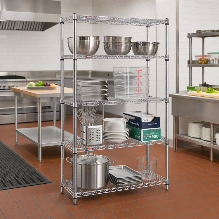 Product image #2 for Add-A-Shelf 4-Tier Stationary Wire Shelving Starter Unit, 48 x 21 x 74 Inches, Chrome Finish