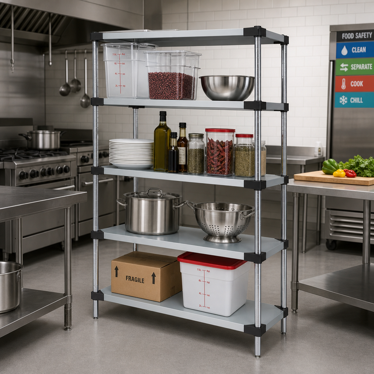 Product image #2 for Quantum 4-Shelf Solid Stainless Steel Shelving Starter Kit, 60 x 14 x 63 Inches