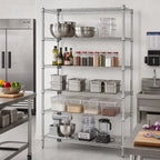 Thumbnail image #2 for Quantum WR86-2472S-5 Stationary Wire Shelving Starter Kit, 72"W x 24"D x 86"H, 5 Shelves, 304 Stainless Steel