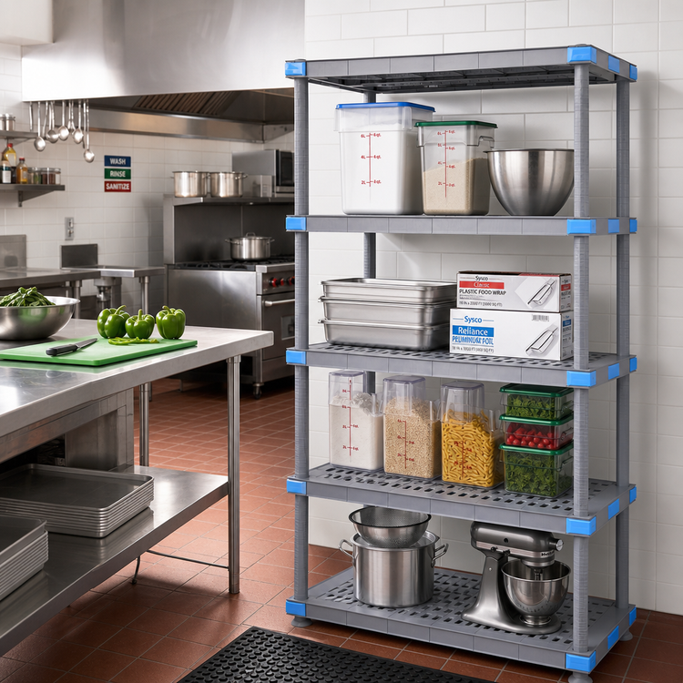 Product image #2 for Quantum Millenia 48"W x 18"D x 74"H Polymer 4-Shelf Starter Shelving Unit