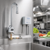 Thumbnail image #2 for ChekPoint Electronic Wall-Mount Touchless Faucet with Rigid Gooseneck Spout, Mixing Tee, and AC/DC Control Module