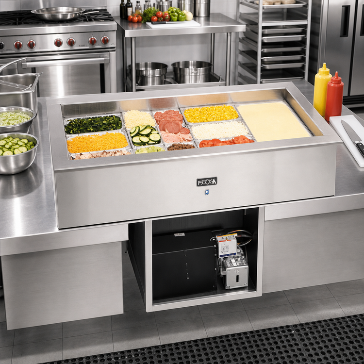 Product image #2 for Drop-In Self-Contained Refrigerated Cold Pan, 4 Full-Size Pans, 3-Inch Recessed