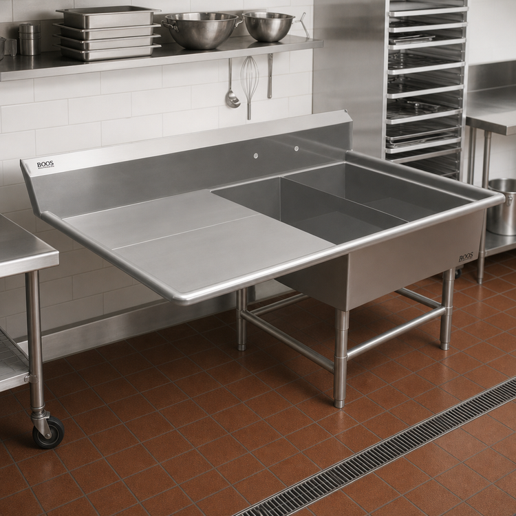 Product image #2 for John Boos Pro-Bowl 2-Compartment Platter Sink with Left Drainboard, 50-3/16" x 36-1/2" x 43"