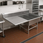 Thumbnail image #2 for John Boos Pro-Bowl 2PB1431-1D18L 2-Compartment Stainless Steel Platter Sink with Left Drainboard and 10-Inch Backsplash