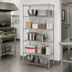 Thumbnail image #2 for Metro Super Erecta 5N417C Stationary Chrome-Plated Wire Shelving Starter Unit, 24 x 21 x 74 Inches, 5 Shelves