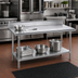 Thumbnail image #2 for Advance Tabco 72 Inch x 24 Inch 14 Gauge 304 Stainless Steel Work Table with 5 Inch Backsplash and Adjustable Galvanized Undershelf