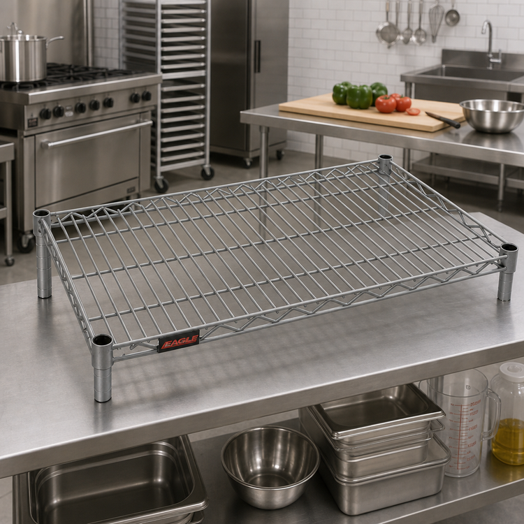 Product image #2 for Eagle Valu-Master 72-Inch x 24-Inch Pewter Gray Epoxy Wire Shelf with QuadTruss Design