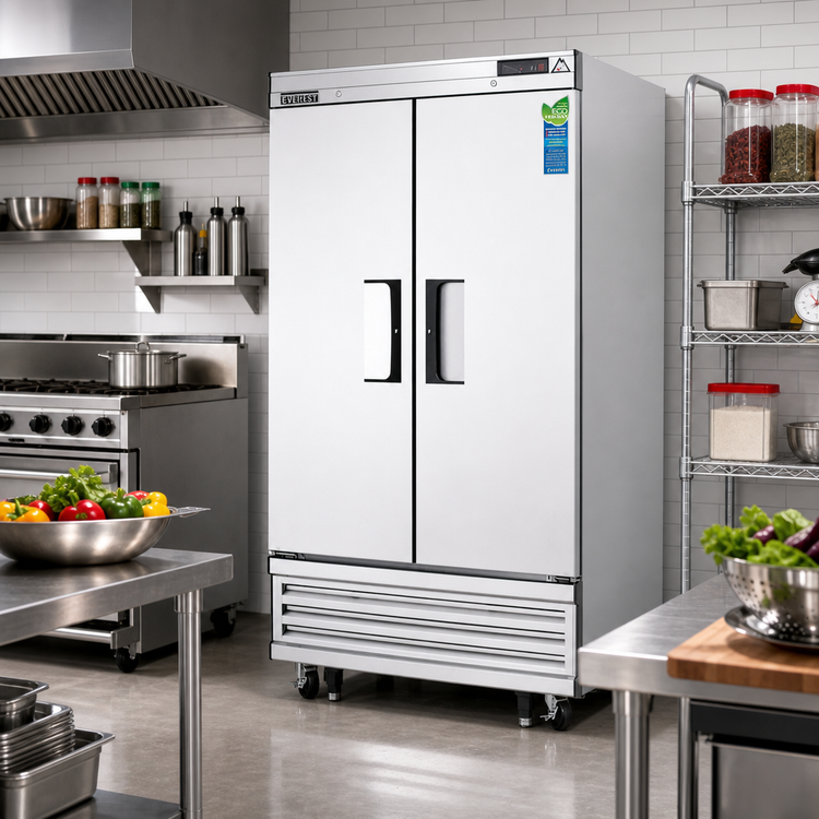 Product image #2 for Everest Refrigeration EBNF2 Two-Section Reach-In Freezer, Bottom-Mount Self-Contained R290, 33 Cu. Ft.