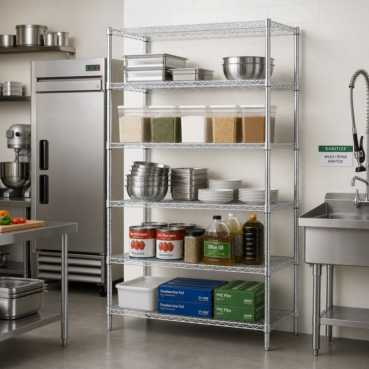 Product image #2 for EAGLEbrite 5-Tier Stationary Wire Shelving Starter Unit, 72-Inch W x 24-Inch D x 86-Inch H, Zinc Finish