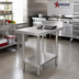 Thumbnail image #2 for Omcan 18-Inch x 30-Inch 304 Stainless Steel Equipment Filler Table with 4-Inch Backsplash and Undershelf