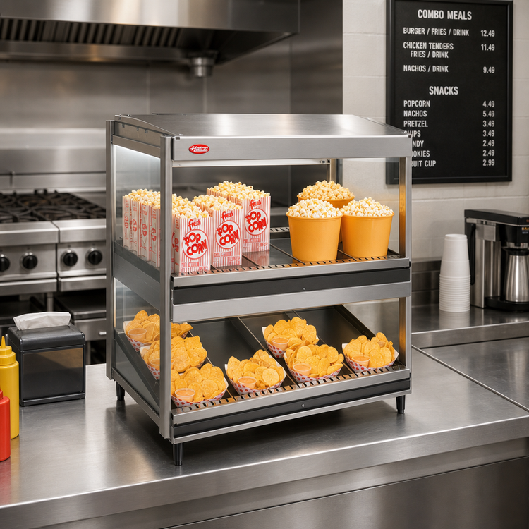 Product image #2 for Hatco Glo-Ray 41-Inch Countertop Pass-Through Slant/Horizontal Merchandising Warmer, 2-Shelf, 2.12 kW