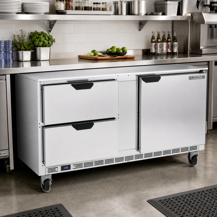 Product image #2 for Beverage-Air UCFD60AHC-2 2-Section Undercounter Freezer with 2 Drawers and 1 Door, 60-Inch, 17.1 Cu. Ft.