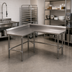 Thumbnail image #2 for John Boos L-Shaped Stainless Steel Corner Work Table with 5-Inch Backsplash, 60 x 60 x 40-3/4 Inches
