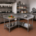 Thumbnail image #2 for John Boos L-Shaped Stainless Steel Corner Work Table with 5-Inch Backsplash, 60 x 60 x 40-3/4 Inches
