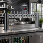 Thumbnail image #2 for Micro Matic USA METRO-H-12PSSA H-Style 12-Faucet Air-Cooled Countertop Draft Tower, Dual-Column Stainless Steel
