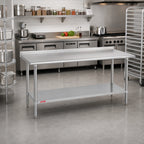 Thumbnail image #2 for Duke Manufacturing 416-3060-2R 60-Inch x 30-Inch Stainless Steel Work Table, Open Base, 16-Gauge 400-Series Top, 1-1/8-Inch Riser