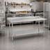 Thumbnail image #2 for Duke 60 Inch x 30 Inch Open Base Stainless Steel Work Table with 1-1/8 Inch Riser and Galvanized Undershelf