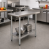 Thumbnail image #2 for Advance Tabco Special Value Series Stainless Steel Equipment Filler Table with Undershelf and 1-1/2 Inch Backsplash, 12 x 36 Inch