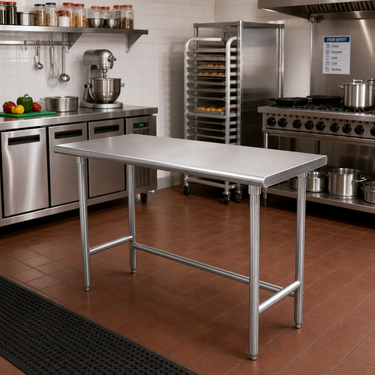 Product image #2 for Advance Tabco TSAG-246 72 Inch x 24 Inch Flat Top Open Base Stainless Steel Work Table