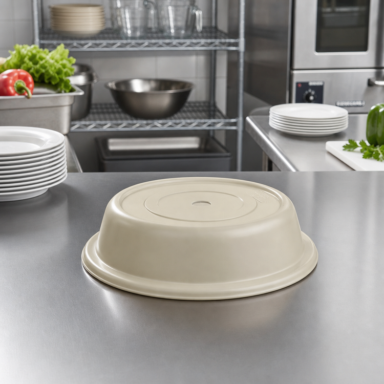 Product image #3 for Cambro Versa Camcover Round Fiberglass Plate Cover, 9-5/16 Inch, Antique Parchment