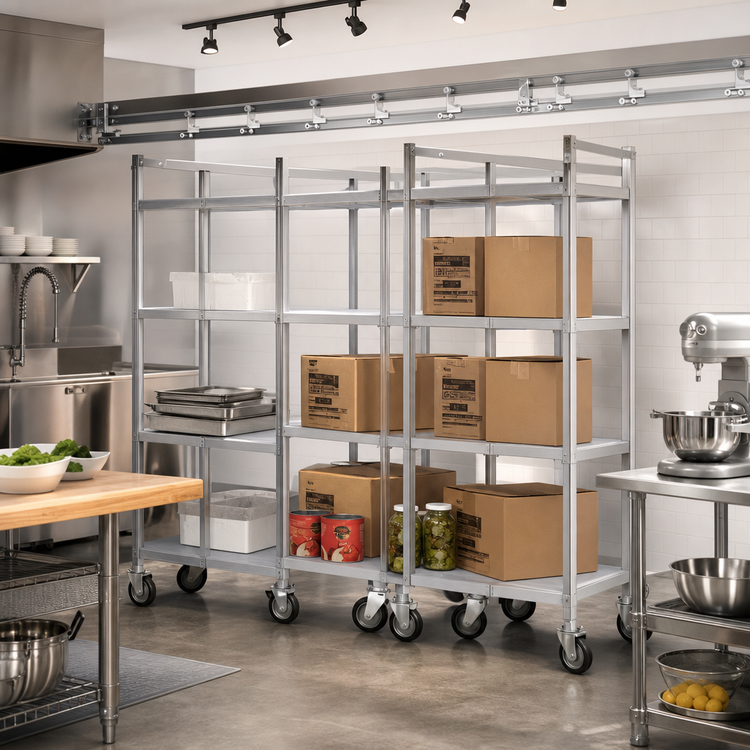 Product image #2 for Master Trak Overhead Track Mobile Unit Kit for 30-Inch Deep Shelves, 86-Inch Posts, 900 lb Capacity