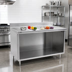 Thumbnail image #2 for Eagle Group Spec-Master OB3072SEM Open-Front Underbar Cabinet Base Work Table, 72 x 30 in, 14-Gauge 304 Stainless Steel Top, Marine Edge
