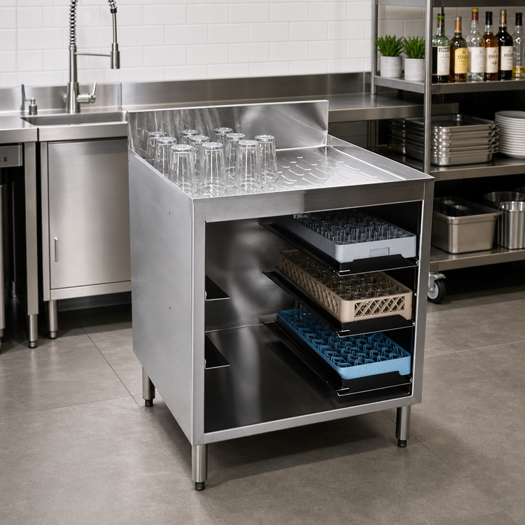 Product image #2 for CHOICE by Glastender Stainless Steel Drainboard Glass Rack Storage Unit, 24 Inch Wide