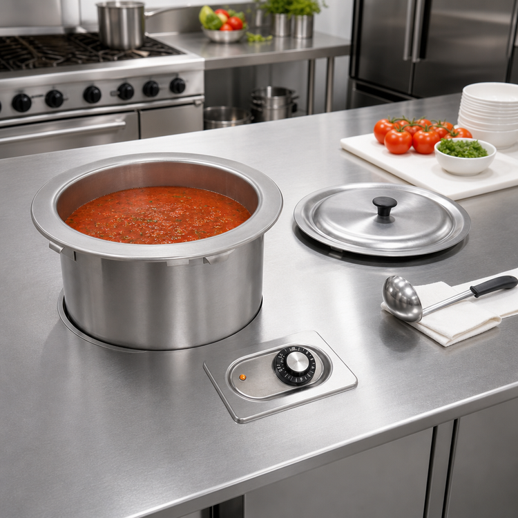 Product image #2 for 7-Quart Drop-In Round Electric Food Warmer with Drain, Infinite Control, 240V