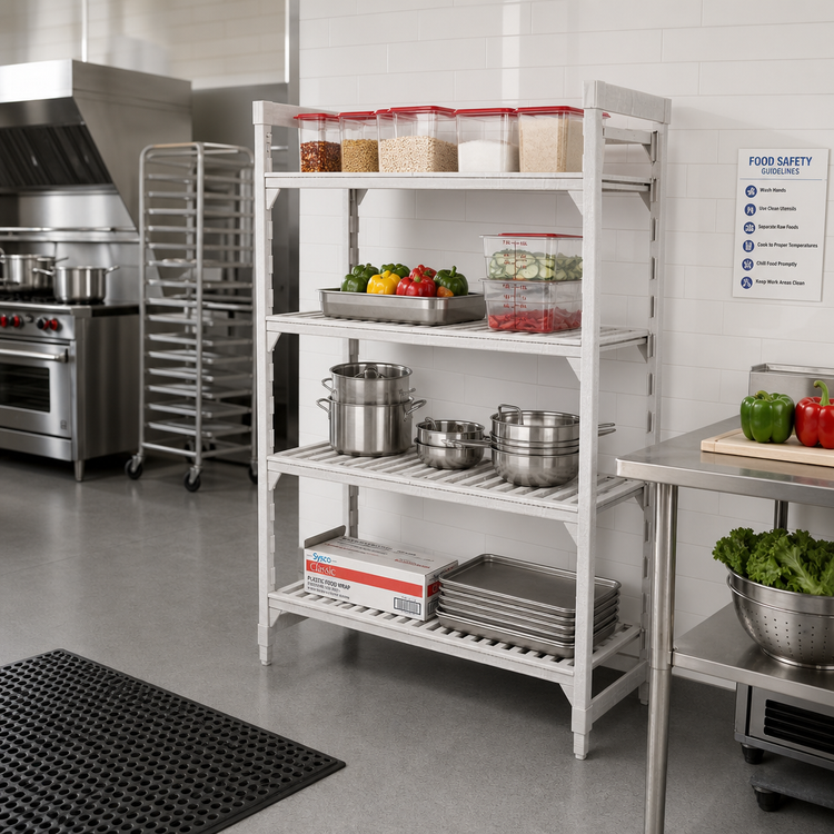 Product image #3 for Camshelving Premium 4-Tier Vented Stationary Starter Polymer Shelving Unit, 24 x 72 x 64 Inches, Speckled Gray