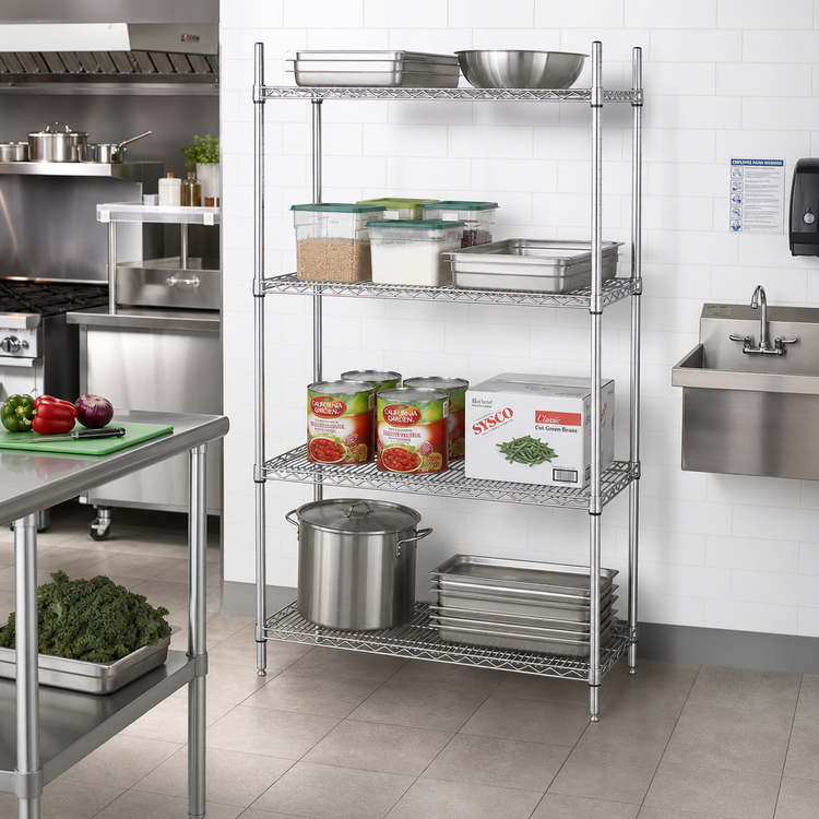 Product image #2 for Advance Tabco Special Value Series 60-Inch Wide 4-Shelf Wire Shelving Unit with Chrome Finish
