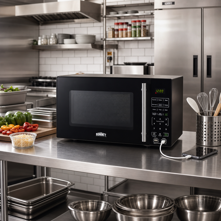 Product image #3 for Summit Commercial Compact Microwave Oven, 0.7 Cu. Ft., 700 Watts, Black with USB Charging Ports
