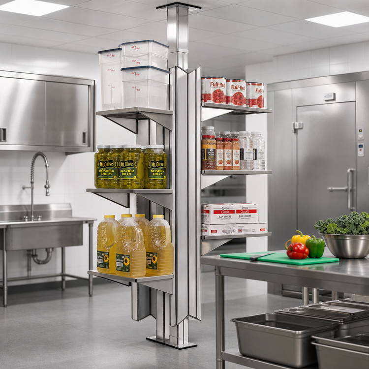 Product image #2 for Eagle Group Back-To-Back Heavy Duty Cantilevered Shelving Uprights, 84-Inch Floor-to-Ceiling Mount, Stainless Steel